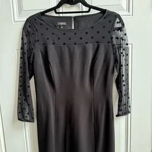 Talbots Dresses Talbots Black Dress With Polka Dot Mesh